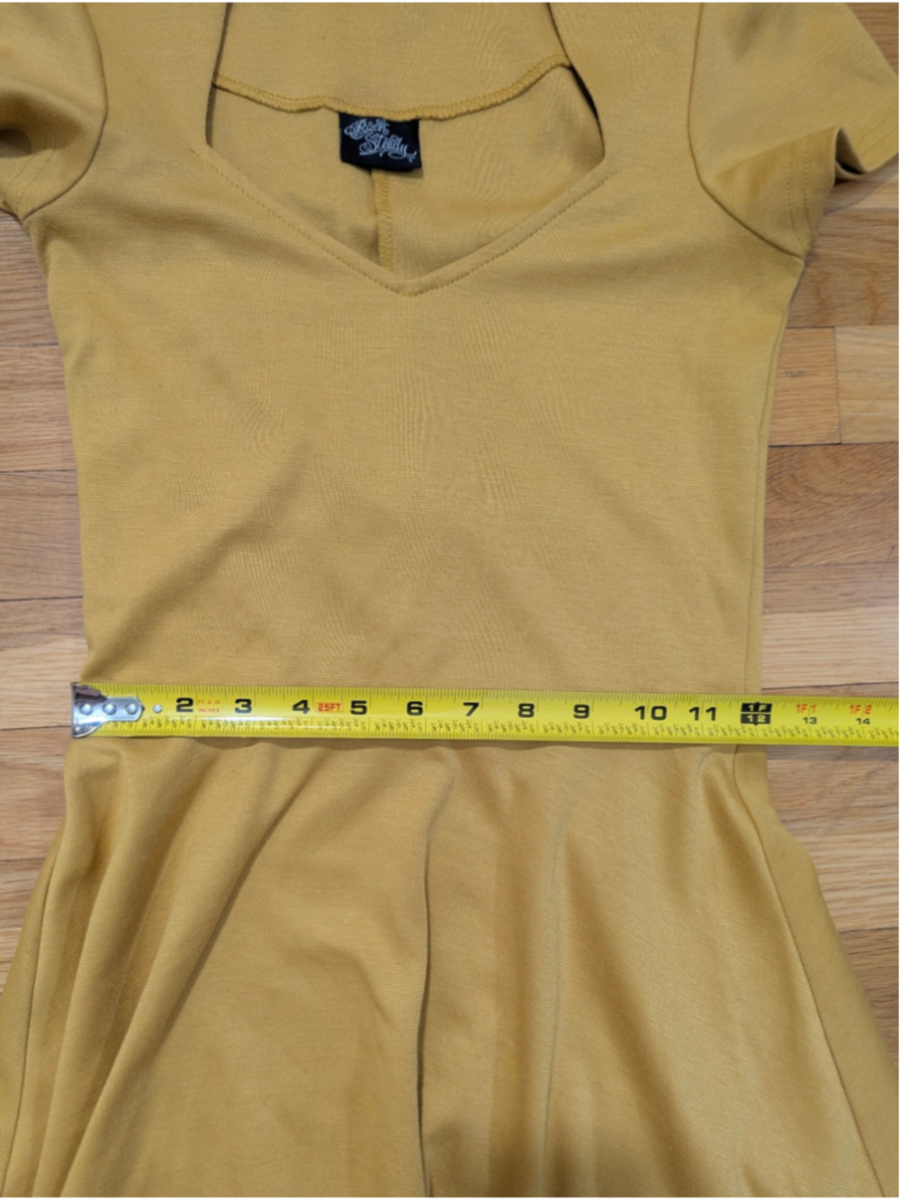 Rock Steady Dress Small Mustard Yellow Fit Flare - Picture 7 of 9